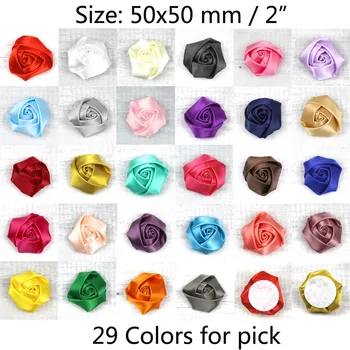 

Lulang 5cm 2" Stereo Fabric Rose Flower Dresses Casual Satin Flower DIY Baby Headband Clip 4d Ribbon Rose Wedding Decor Applique