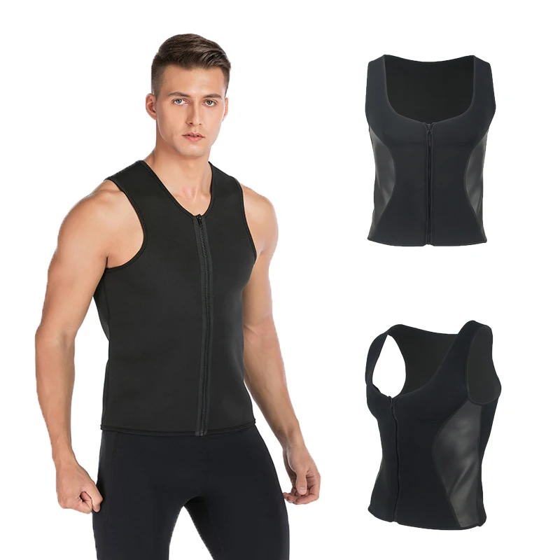 

2019 Men Waist Slimming Belt Trainer Vest for Weightloss Hot Neoprene Corset Body Shaper Zipper Shapewear