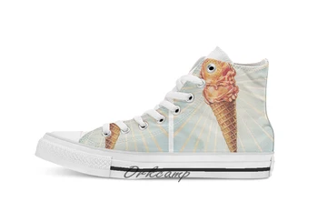

Strawberry Ice Cream Custom Casual High Top lace-up Canvas shoes sneakers Drop shipping