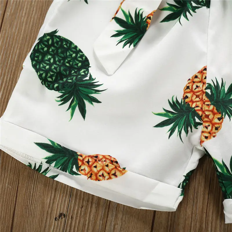 summer children girl cloth set yellow vest pineapple short pant 2pcs suit (6)