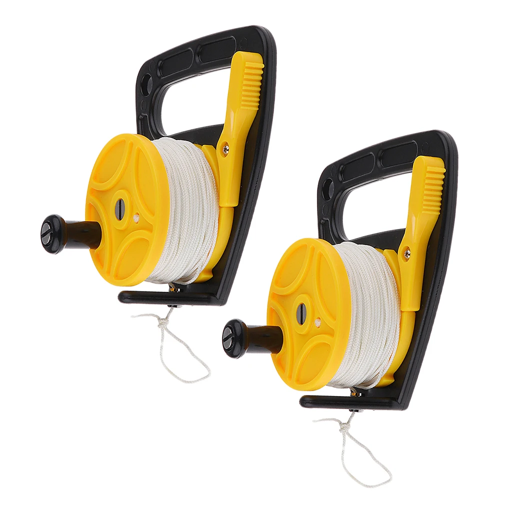 

2PCS Compact Dive Reel with Line Guide, Scuba Diving SMB Wreck Cave Kayak Anchor, Thumb Stopper, 150ft Line