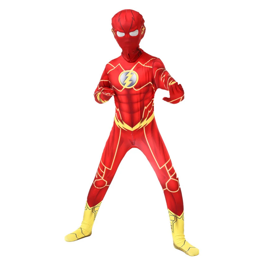 Superhero Flash Cosplay Anime Halloween Costumes for Kids Zentai Masquerade Jumpsuits Alien Party Festival Dress Movie Suit Boy cosplay jumpsuit superhero cosplay costume kids cosplay costume