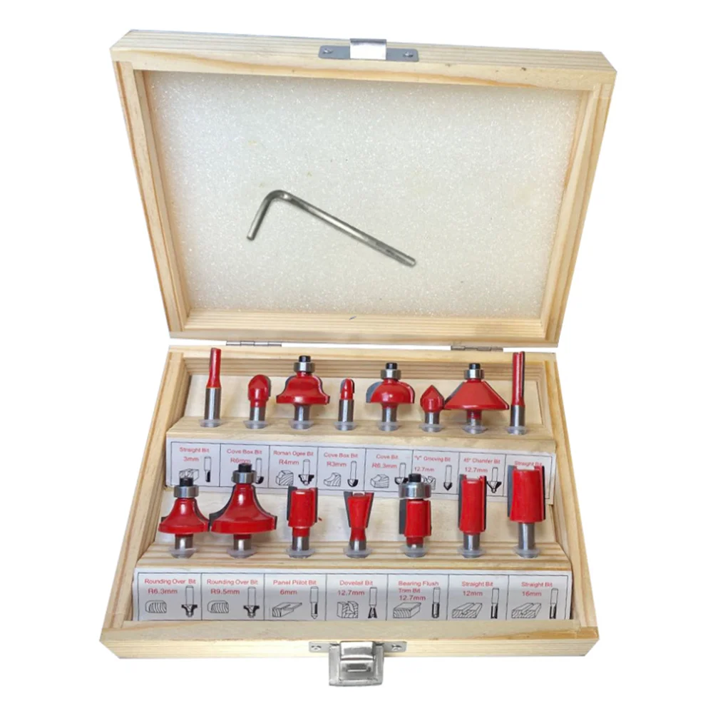 Carpentry Milling Cutters 15 pcs / set 6 6.35 8mm Carbide Shank Router Drill for Engraving Cutting Tools and Wood Cutter | Инструменты