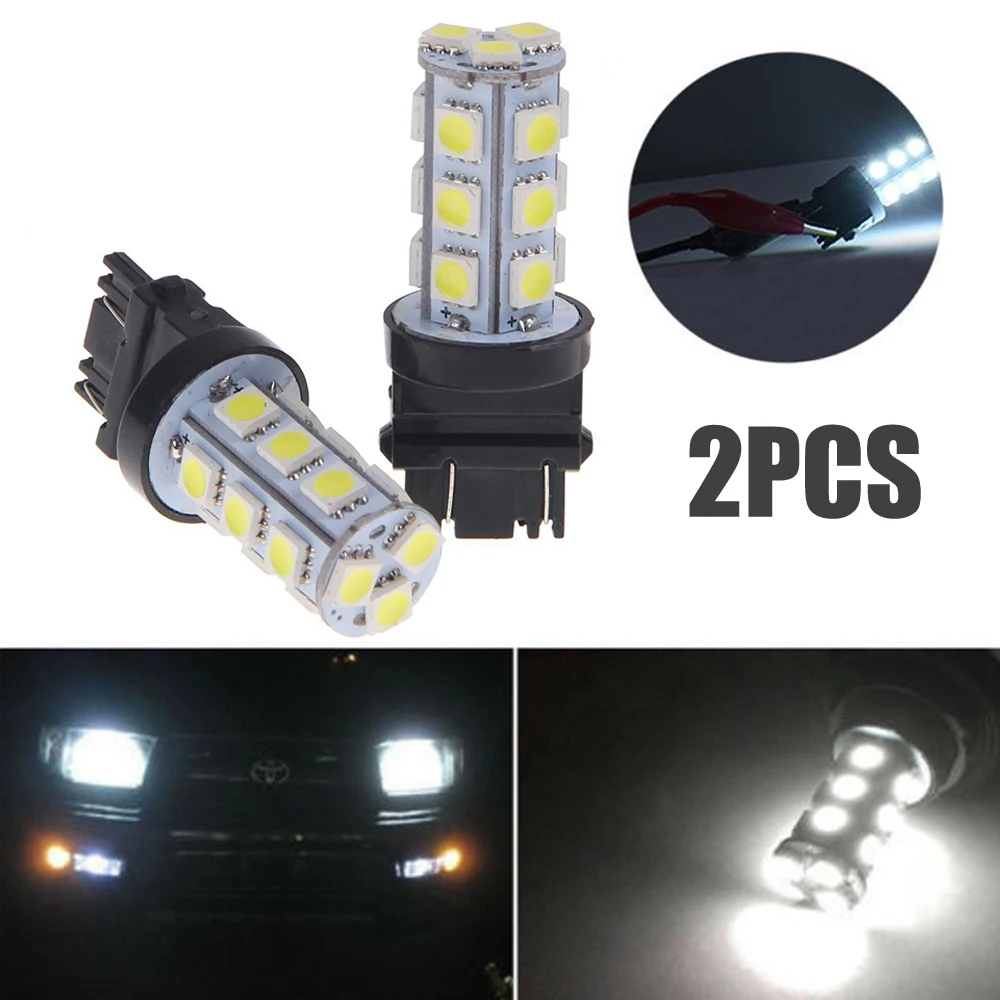 

2Pcs White 18 SMD LED DRL Daytime Running Light Bulbs 3156 3157 3757 4114 4157 Lamp Accessories