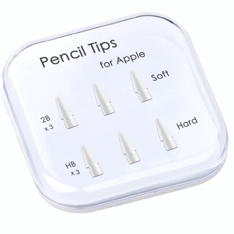 Pencil Tips for Apple Pencil 1st / 2nd Generation, Double-Layered iPad Stylus Nib, Both Soft and Hard, Used for 3 Years - 6 Pack