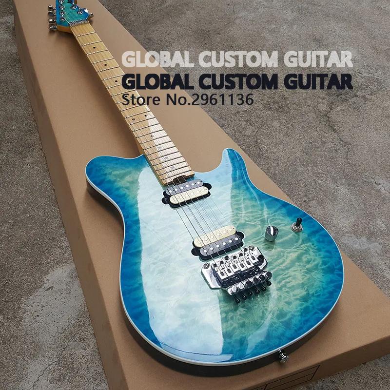 

Floyd- electric guitar,6 string olp electric guitar,Mahogany body With quilted maple Top,the sea of green,free shipping