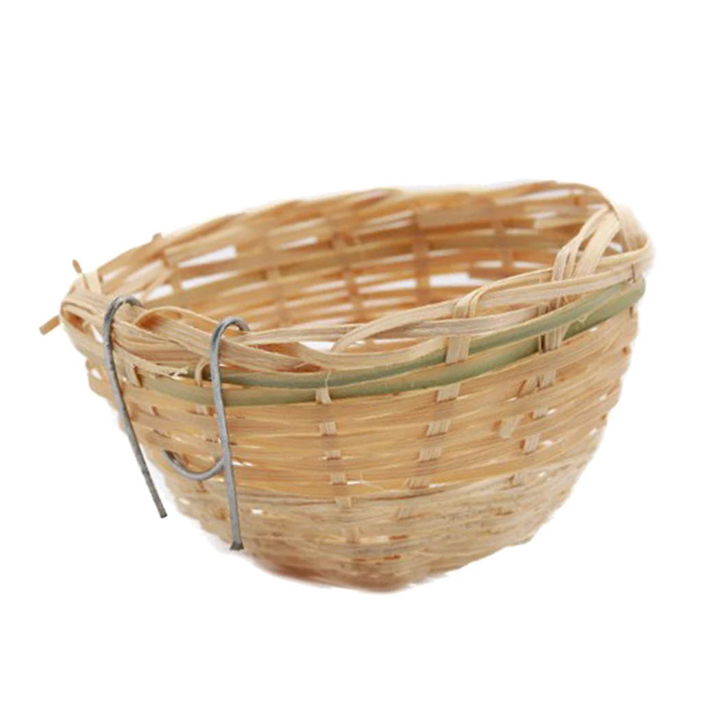Handmade Bamboo Bird Nest Bird Rest Cave Cage House Nature Craft  for Finch & Canary & Small Parrot Garden Home Decoration