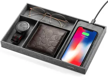 

Fast Wireless Charger with Organizer Tray Qi Charging Station Table Organizer for iPhone11Pro Max/XS Max Samsung Galaxy S10/S9+
