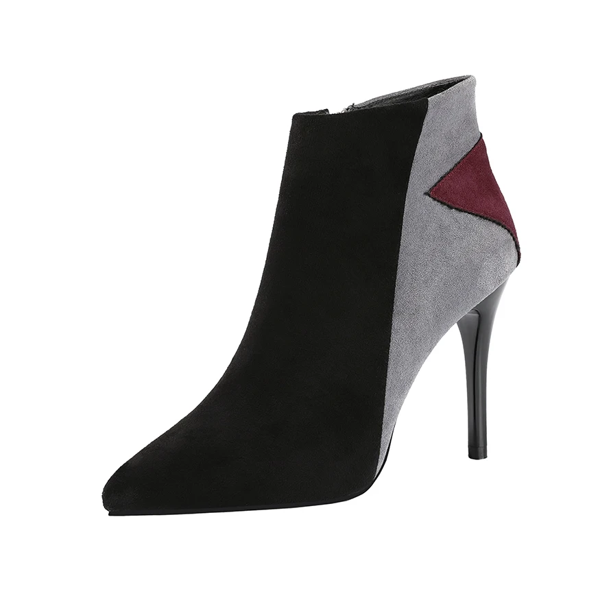 

Boots children spring and autumn boots pointed high heels stiletto suede Martin boots nubuck and bare boots women's shoes