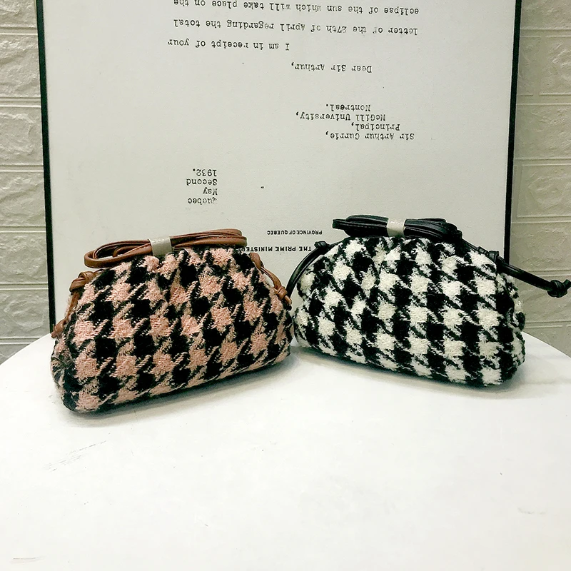 [BXX] брендовый дизайнерский дневной клатч вечерняя сумочка женская сумка подушка Зимняя шерстяная клетчатая холщовая Сумочка а171