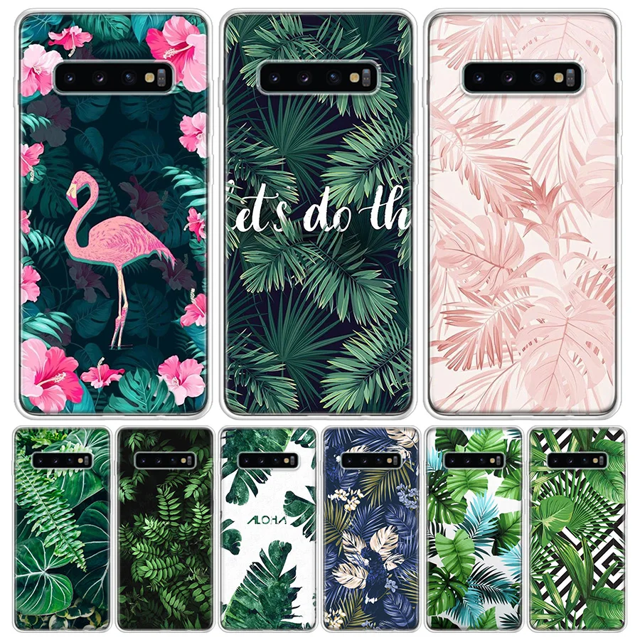 Tropical Plant Green Leaf Flower Phone Case For Samsung Galaxy S20 FE S21 S22 Ultra S10 Lite S9 S8 Plus S7 Edge J4 + Art Coque | Мобильные