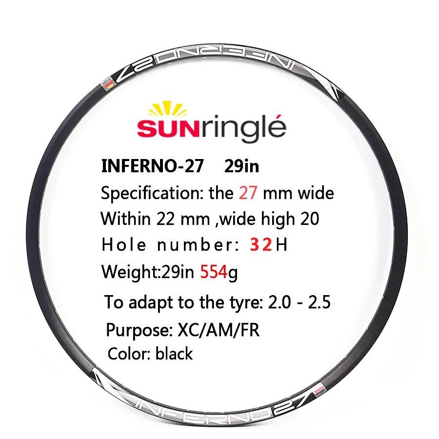 Sunringle inferno25 in25 in27 in29 aro 26 polegadas 29 polegadas