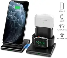 Bezprzewodowa ładowarka Kue bezprzewodowa stacja ładująca 3 w 1 do zegarka telefonicznego AirPods Pro 2 odłączana i magnetyczna stacja dokująca tanie tanio CN (pochodzenie) APPLE Wireless Charger iPhone