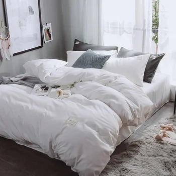 

4pcs Bedding Bed Sheet Pillowcases Double Colors Modern Autumn Winter Home Textile Duvet Cover Set Warm Bedclothes Polyester