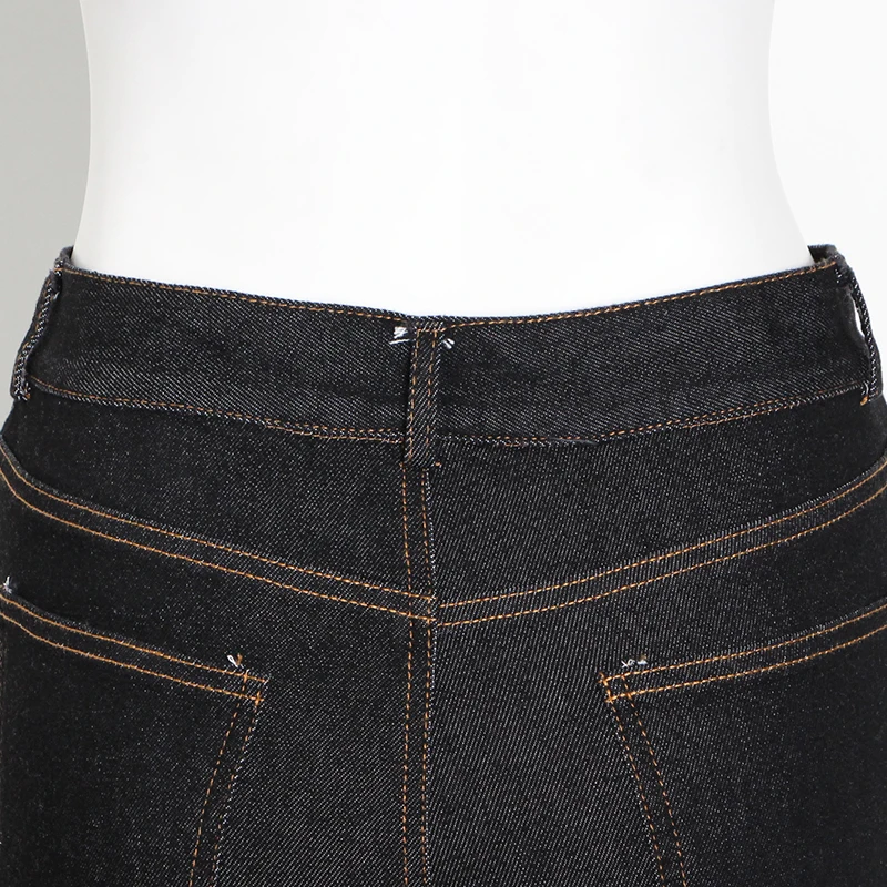 TWOTWINSTYLE Irregular Hollow Out Denim Pants For Women High Waist Pocket Knee Length Pants Female 2020 Summer Fashion New