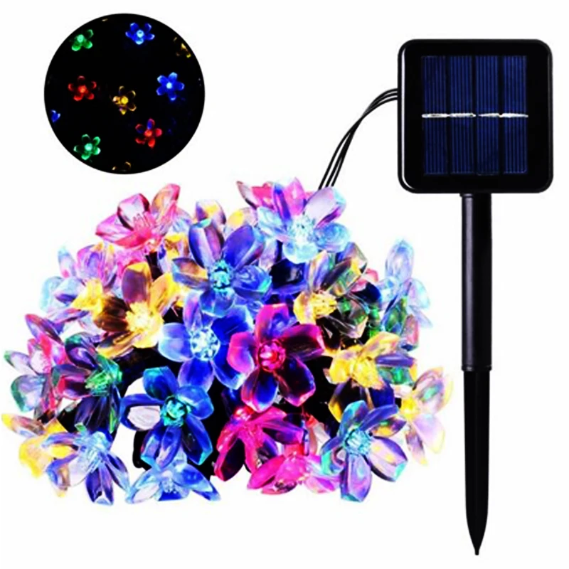 LED Solar Powered Lamp Flower Solar Christmas Light String Solar Light String Fairy Lights Outdoor Waterproof Wedding Decor