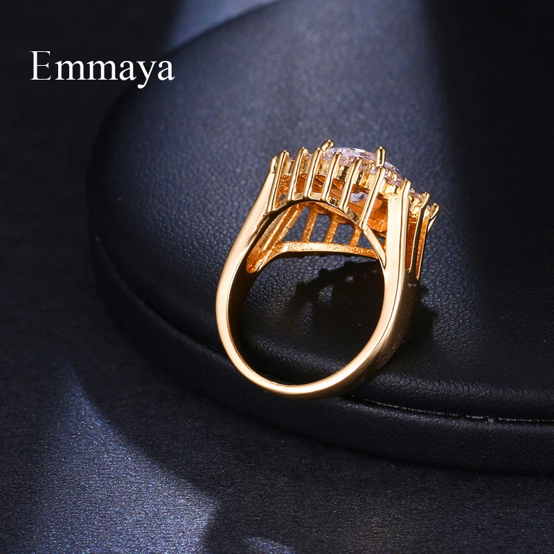 Emmaya модные роскошные золотой цвет Цирконий кольцо женская Свадебная вечеринка Циркон Кристалл Сердце обручение романтические ювелирные изделия