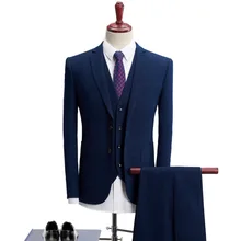 

Fashion Classic Style Men Wedding Solid Color Suit Luxury Three Pieces Male Set Slim Fit Business Formal S-4XL s