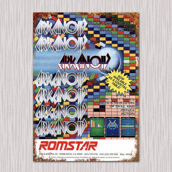 Arkanoid Arcade Flyer Vintage Tin Sign Metal Sign Metal Poster Metal Decor Metal Painting Wall Sticker Wall Sign