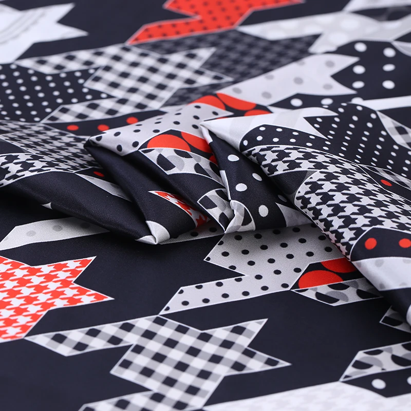 19 Весна Новинка 108 см ширина шелк пятно Шармез ткань женское платье Хаундстут цифровой печати ткань DIY шитье