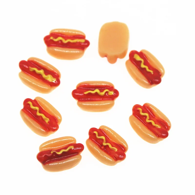 Hot Dog 10PCS 10x16mm Resin Flatback Cabochon Miniature Food Art Supply Decoration Charm Craft ornament crafts miniature figurines resin ornaments miniature ornament resin crafts resin crafts accessories