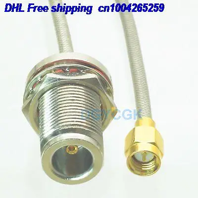 DHL 50pcs N female bulkhead to SMA male straight Semi-rigid cable RG402 0.141" 6" cable 22j