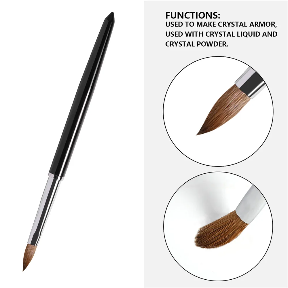 New French Tip Nail Brush Frech Gel Brushes Silver Black Handle Half