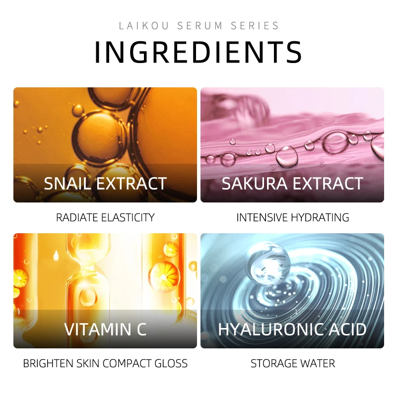 Laiko 4 Bottles Gold Snail Sakura Hyluronic Acid Vitamin C Serum Anti Aging Skin Whitening Japan Essential skin Care Face Serum Laiko 4 Bottles Gold Snail Sakura Hyluronic Acid Vitamin C Serum Anti Aging Skin Whitening Japan Essential skin Care Face Serum