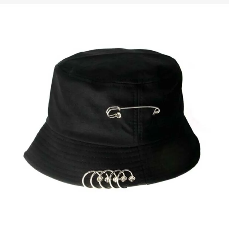 1PC Unisex Women Men Bucket Hat Pin Rings Sunhat Caps Summer Hats