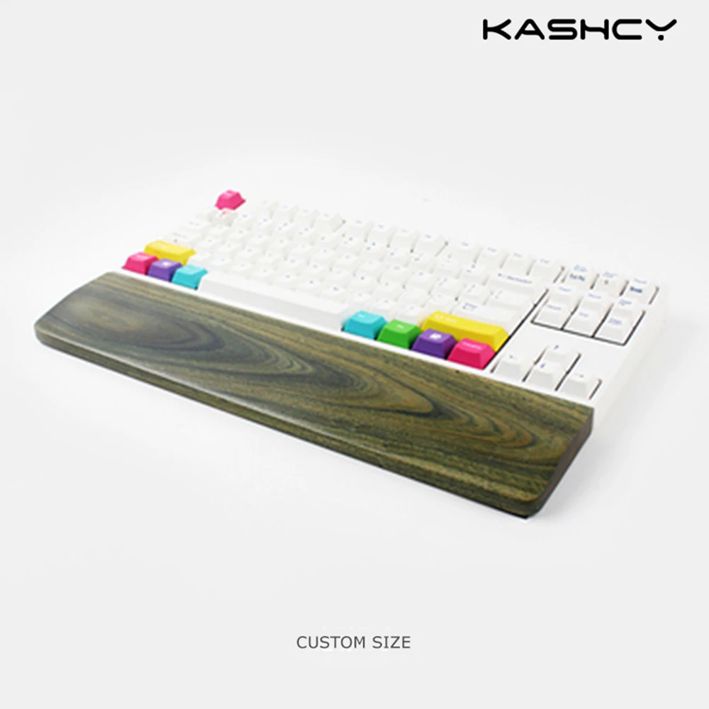 Descanso de Palma de Madeira Sólida para Jogos Suporte para o Pulso Kashcy Verawood Ergonômicos Teclado Mecânico Almofada 60 87 104 108 Teclas - Imagem 2