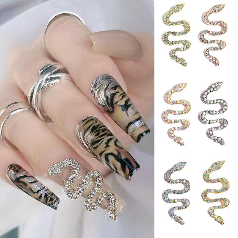 Nail Diamonds Rhinestones Snake Nail Charms Set, 3d Animal Nail