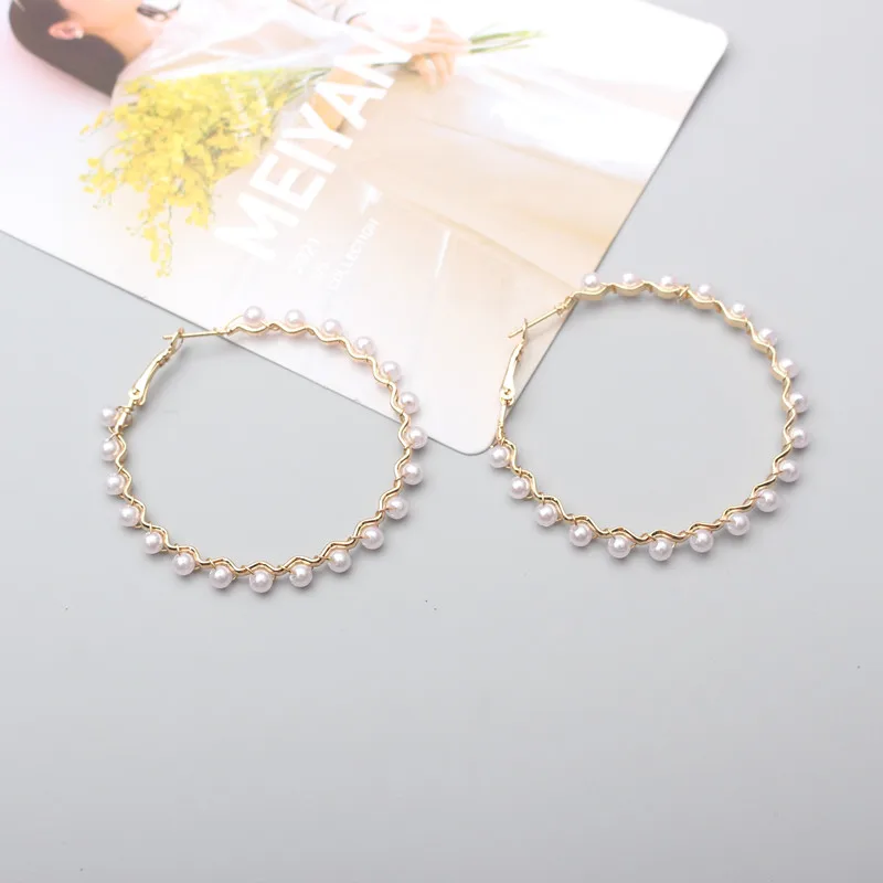 2021 Trendy Temperament Super Fairy Pearl Hoop Earrings Are Simple And Exaggerated Boucle Oreille Femme Pendientes - Image 5