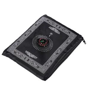 Image 4 - 100*60cm bolso tapete de oração viagem muçulmano de náilon orando portátil com bússola ajoelhado tapete para o empresário