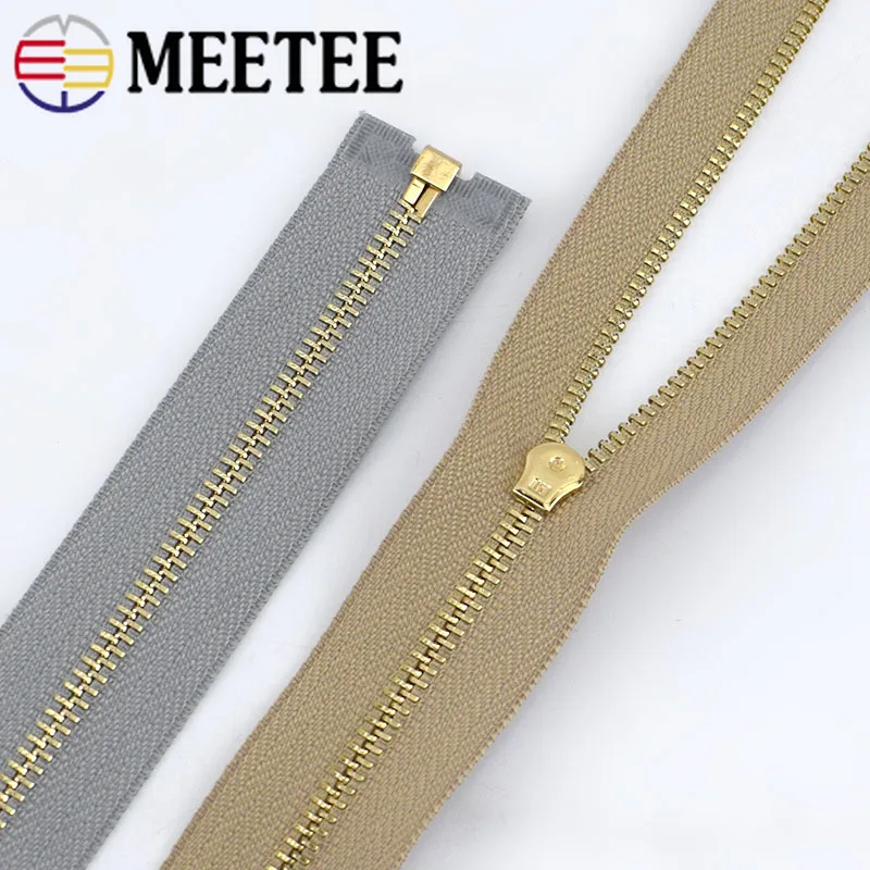 Металлические молнии с открытым концом Meetee 5 шт. 40/70 см 3 # золотые зубья