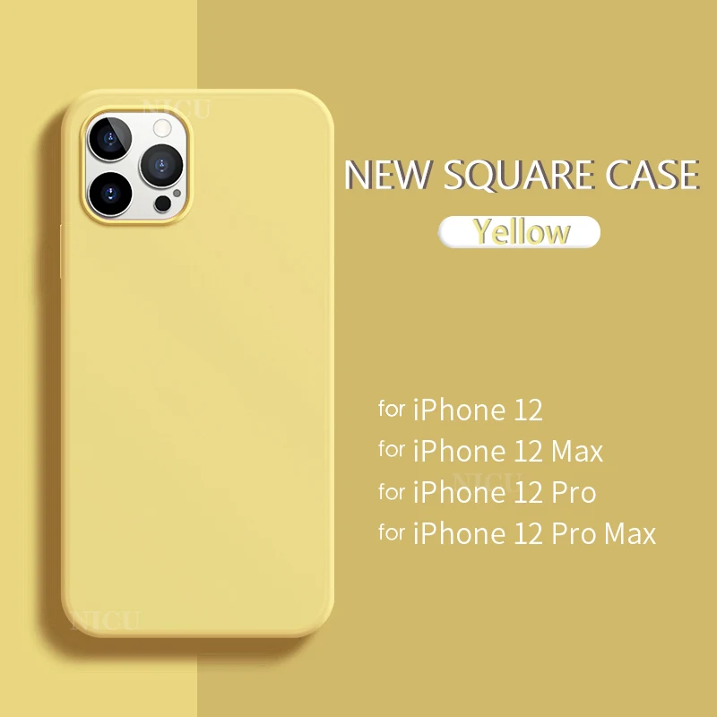 for Apple iPhone 12 Mini Pro Max Case New Straight Side Square Mobile Phone Case for iPhone 12 Liquid Silicone Full Cover Soft