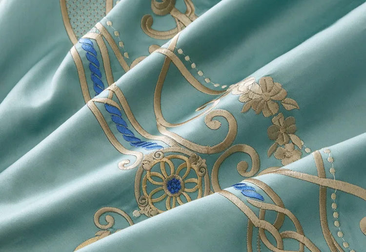 TANGY Textile 60 длинноволокнистое хлопковое вышитое постельное белье из хлопка, пододеяльник, зеленая вилла