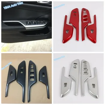 

Lapetus Auto Styling Inner Door Armrest Window Lift Button Cover Trim Fit For Honda Civic 2016 - 2020 Matte Red Carbon Fiber ABS