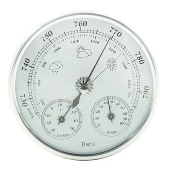 

3 In 1 Metal Thermometer Hygrometer Barometer Humidity Weather Station Monitor