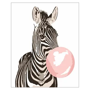 

3D DIY Zebra Bubble Paint By Numbers Oil Painting Canvas Set Pink Poster Animal Wall Art Print Nordic Kid Baby Room Decoration
