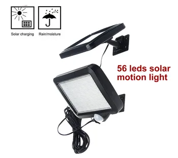 

56 led 500lm solar light split mount pIR motion sensor 5M cord smart wall new street wall indoor lamp spot floodlight for garden