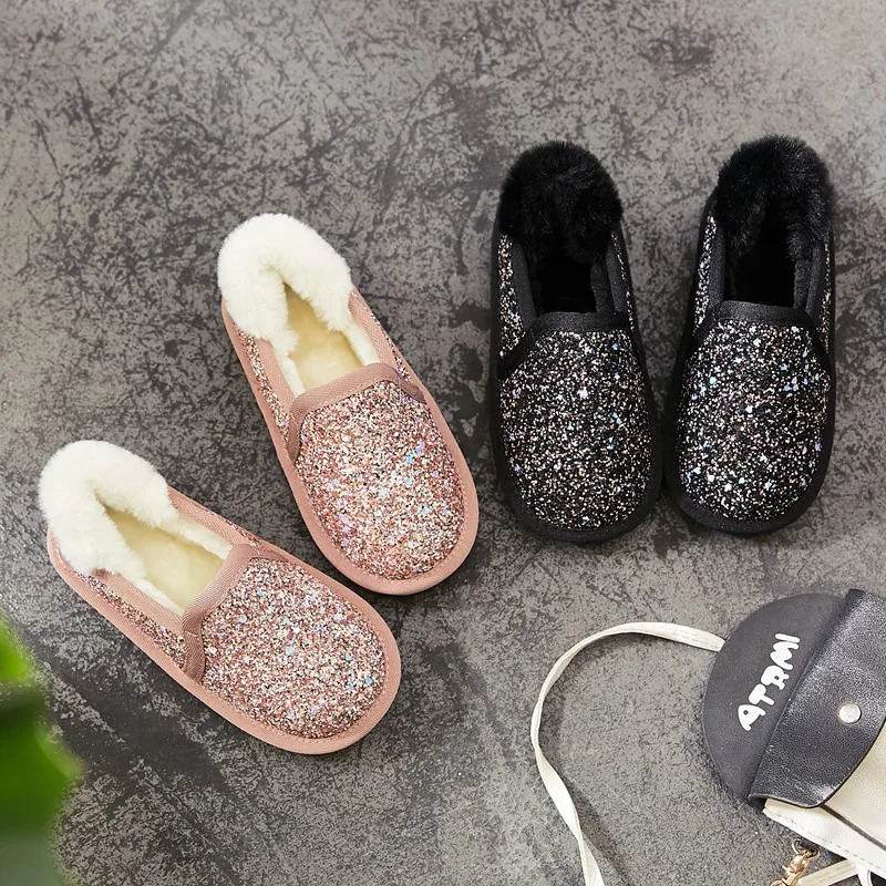 

Forest Rabbit Winter Genuine Leather Snow Boots Girls Low Top Cotton-padded Shoes with Velvet BOY'S Anti-slip Wear-Resistant Par