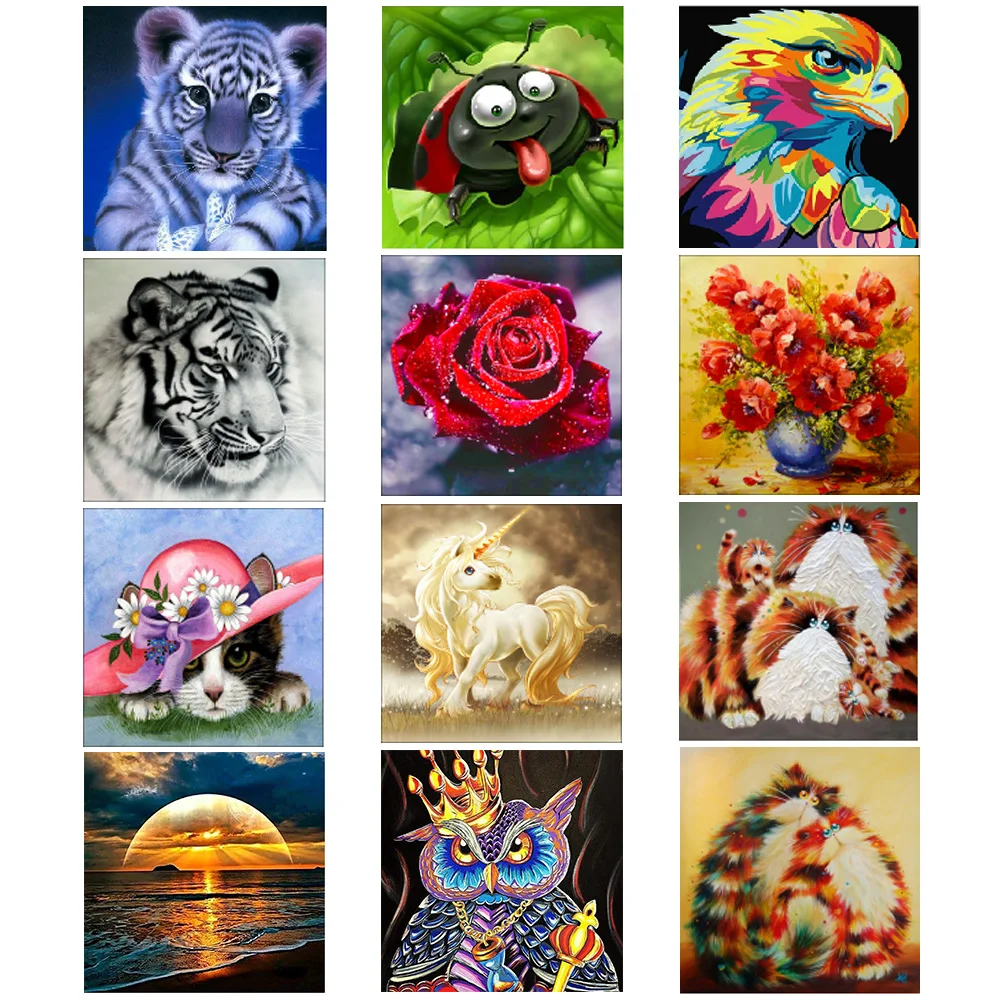 

DIY 5D diamond painting cartoon animal landscape flower round diamond mosaic home decoration pattern handmade new year gift