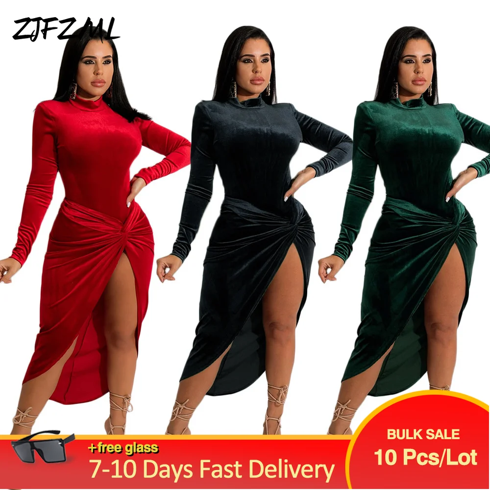 在庫処分大特価 女性の秋と冬の服,長袖のベルベットのボディスーツ,フロントオープニングの高いスリット:【新品