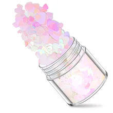 

1Jar pink Rose Series Heart/Butterfly/Stars Holographic Nail Sequins Flake Arcylic Nail Glitter Epoxy Pigment Chrome Nail Powder