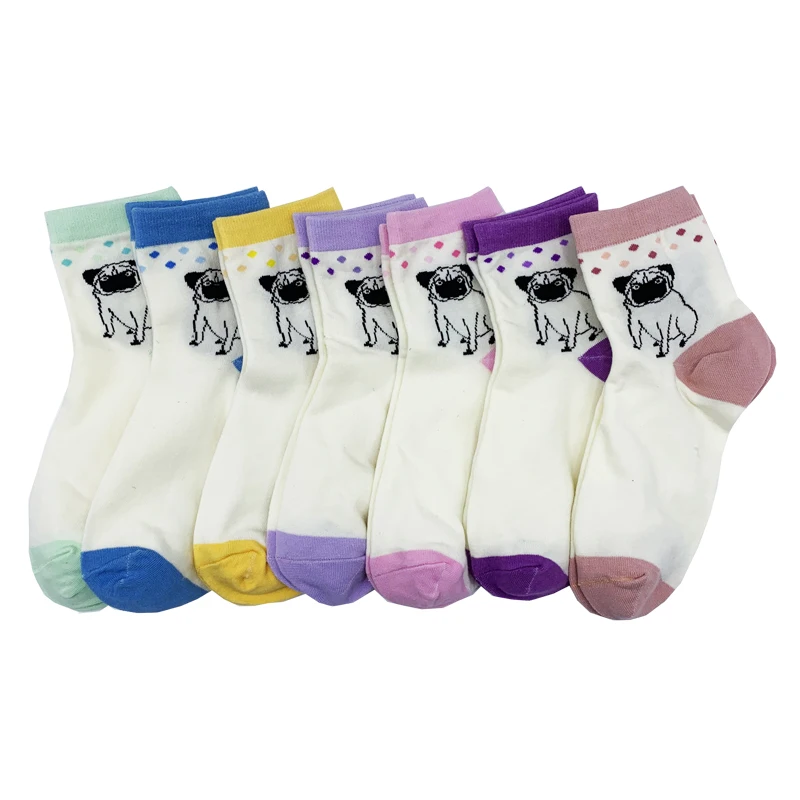 7 пар/компл. Kawaii Для женщин носки корейский стиль розовые носки Для женщин из хлопка; Прямая поставка; Размер 35–40