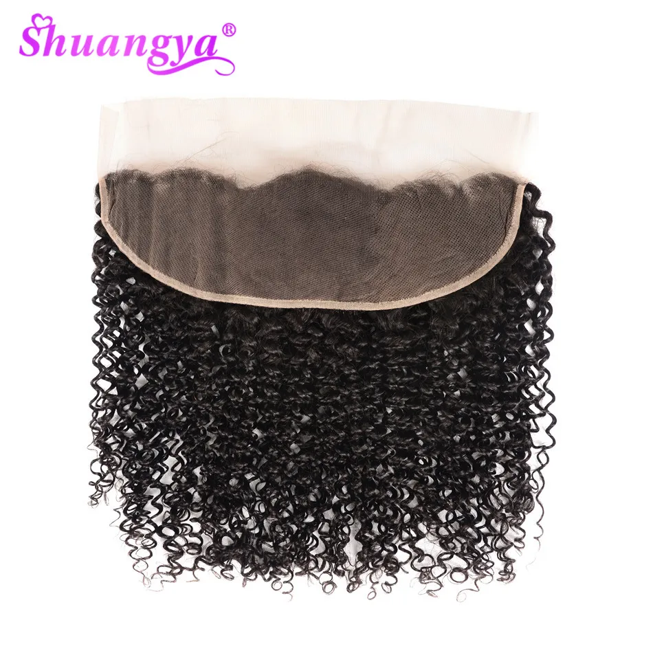 

Shuangya Hair Lace Front Closure 100% Human Hair Lace Frontal Brazilian Kinky Curly Hair Remy Frontal Closure 8-20 Inch Closure
