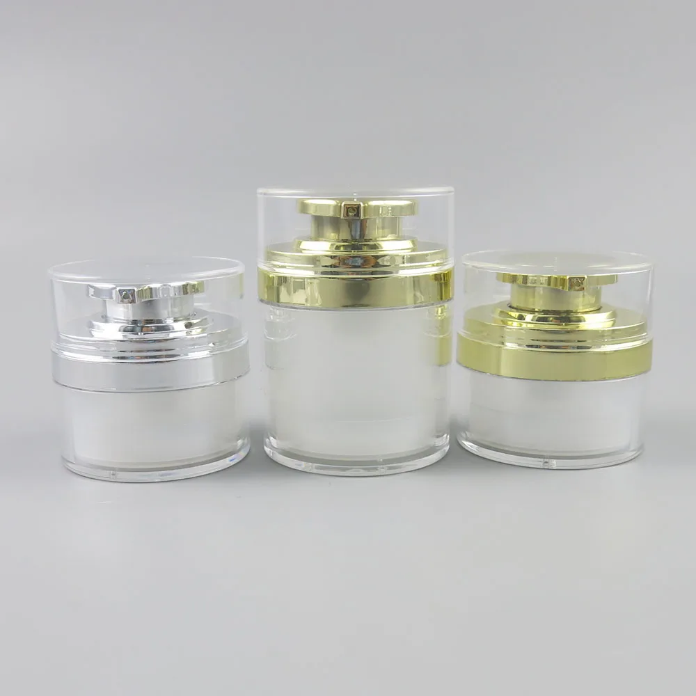 

1PC New Design Portable Empty 70g Gold Silver Acrylic Airless Make up Cream Jar 70cc Airless Cosmetic Containers Packaging