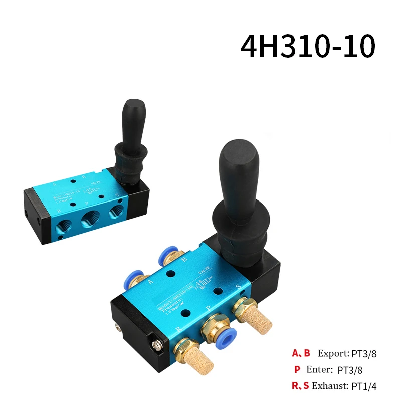 

4H310-10 5/2 Way Hand Lever Operated Control Pneumatic Manual Valve w Muffler and Quick Fitting Select