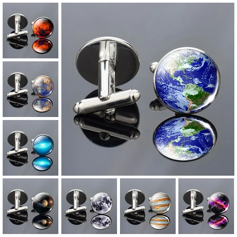 Запонки для мужчин запонки на солнечной системе изображение планеты земли Луны