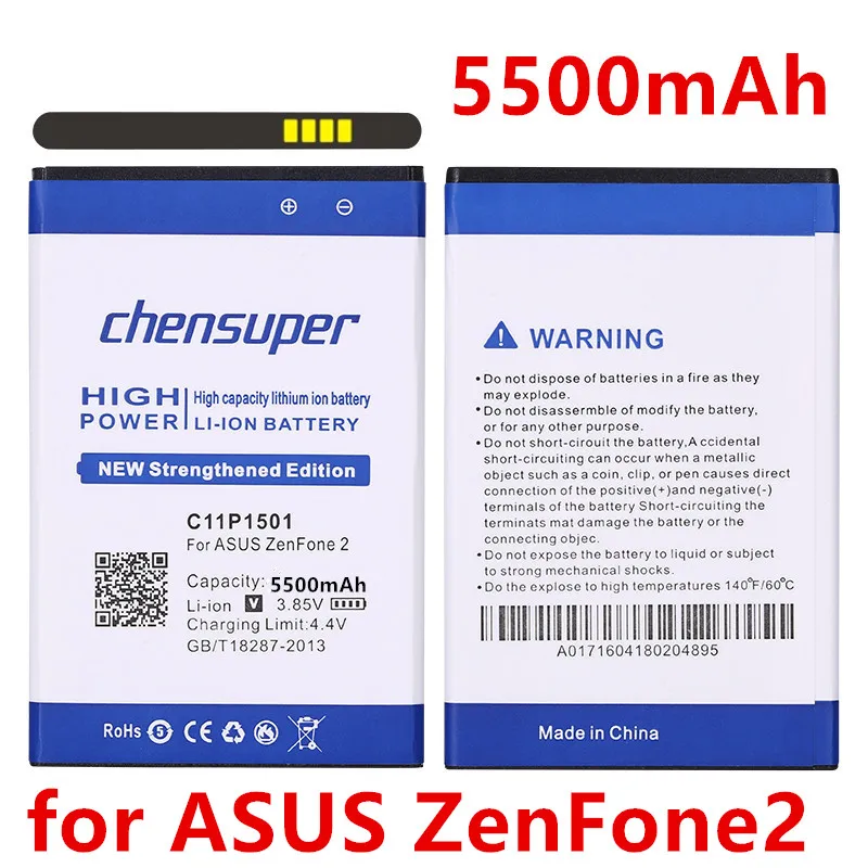 Аккумулятор C11P1501 большой емкости 5500mA для ASUS ZenFone2 Laser 5 5/6 дюймов ZE550KL ZE601KL Z00LD Z011D